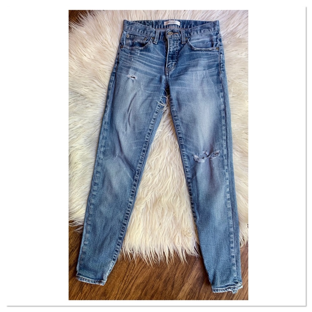 Moussy Vintage Velma Comfort Stretch Skinny Jeans Distressed Blue Size 25